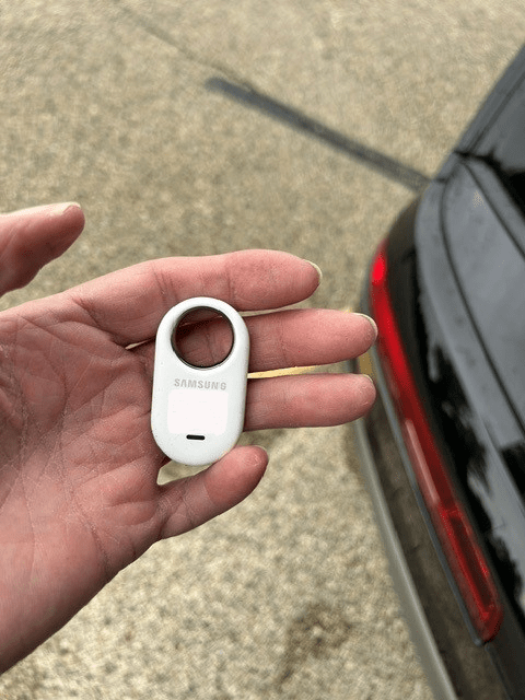 The Back of a Samsung Tracker we discovered hidden in a customer's car on 5/13/2026